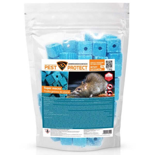 Mocna trutka, kostka na szczury, myszy PEST PROTECT 1,5kg DDD